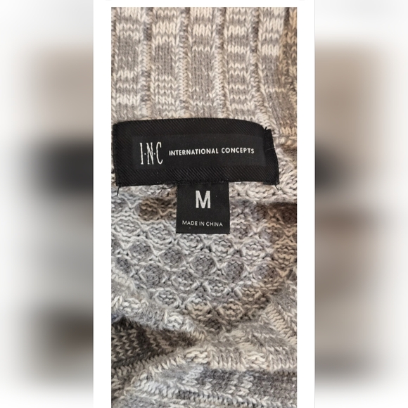 Gray/Multi-Tone Shawl Collar Zip Detail Pullover Sweater I.N.C Woman Medium - Picture 9 of 10